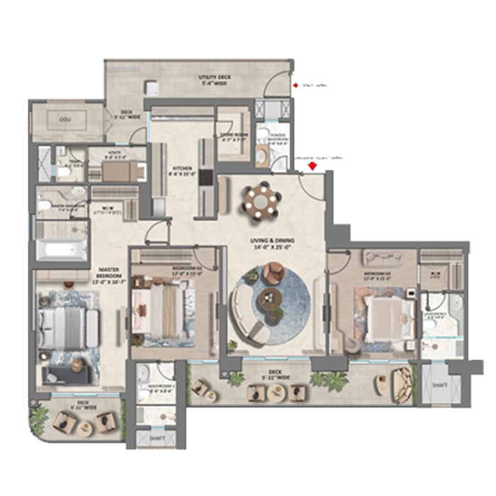 Whiteland Blissville 3 BHK Type A Floor Plan